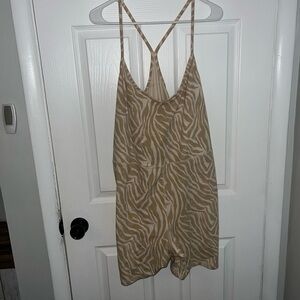 Old Navy Beige and White Patterned Romper